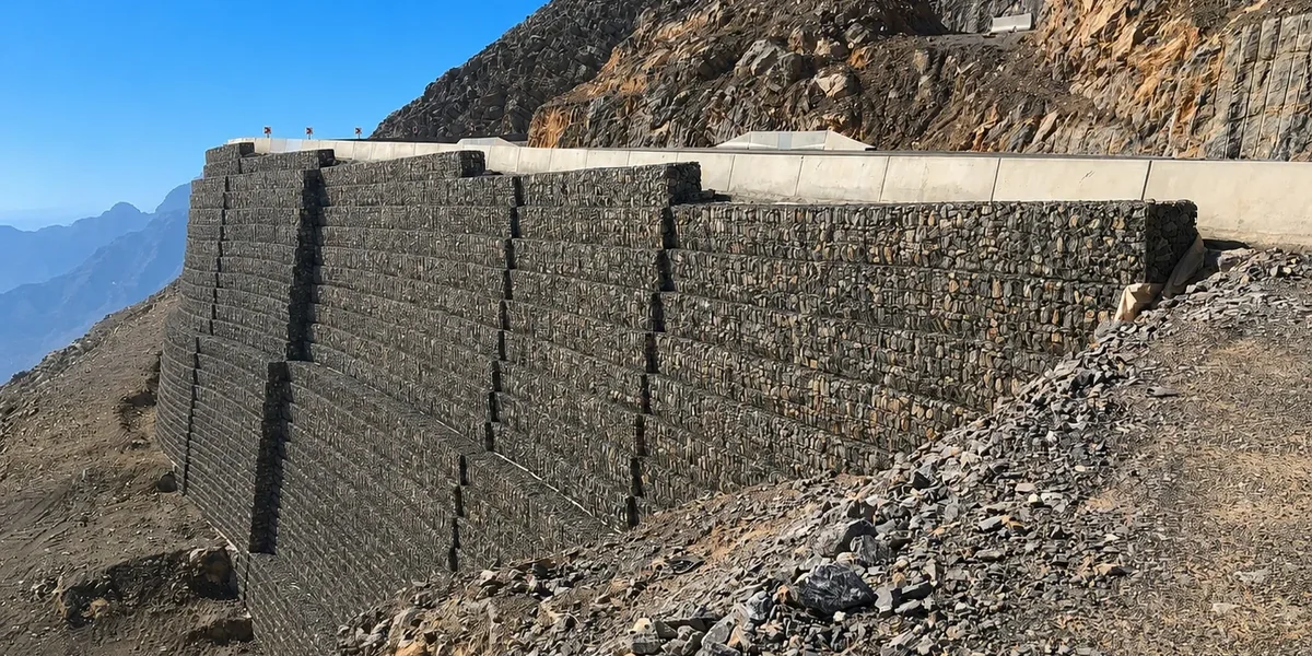 Reinforced Gabion product detail photo showing the actual product and application